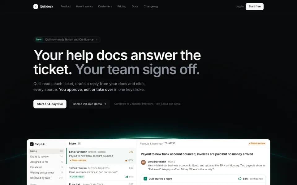 Quilldesk landing page