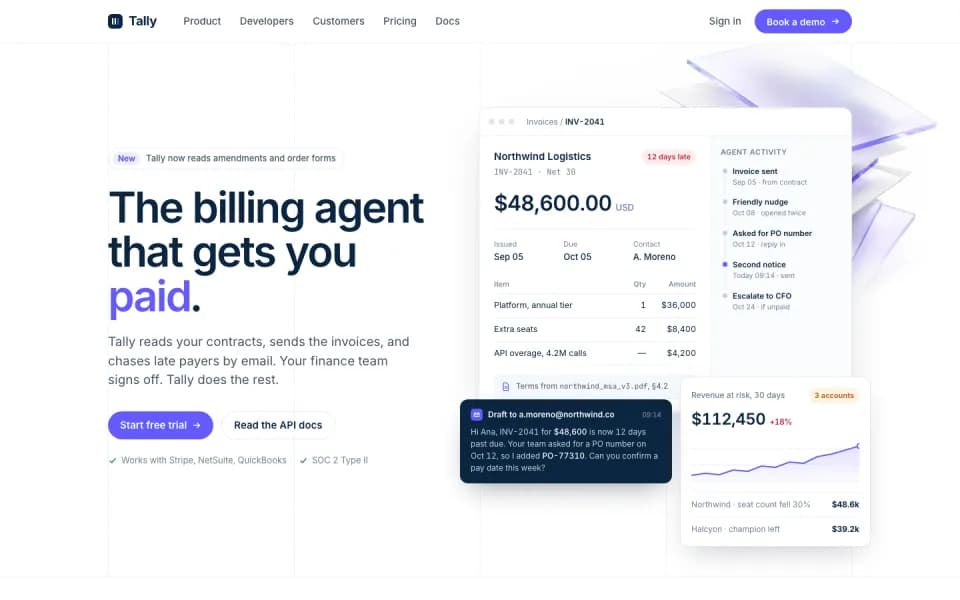 Tally landing page